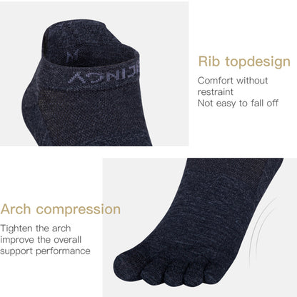 AONIJIE Black Woollen Five Finger Socks-E4822