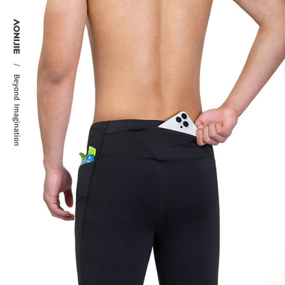 AONIJIE Men Multi-Pocket Fleece-Lined Compression Pants -FM5211