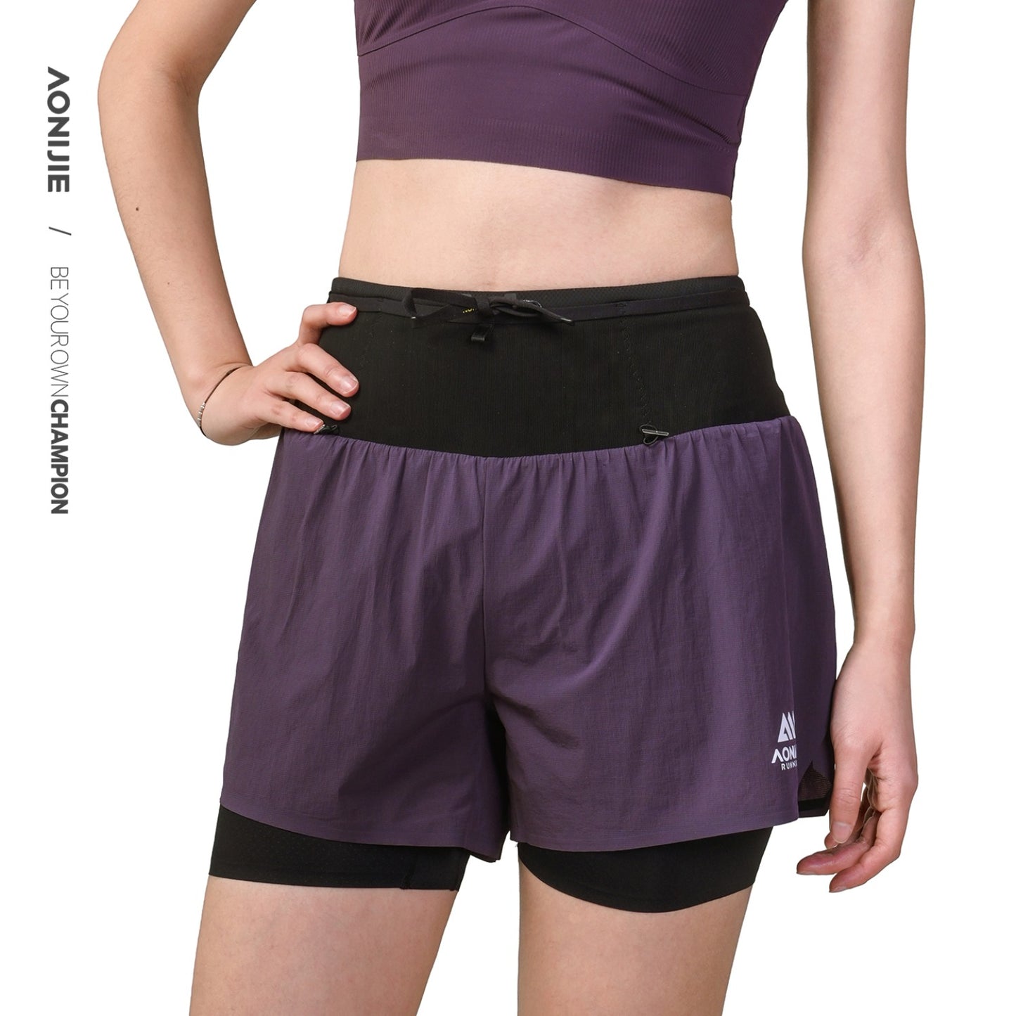 AONIJIE Women's Trail Running Waist Pack Shorts -FW6257