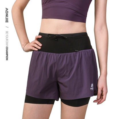 AONIJIE Women's Trail Running Waist Pack Shorts -FW6257