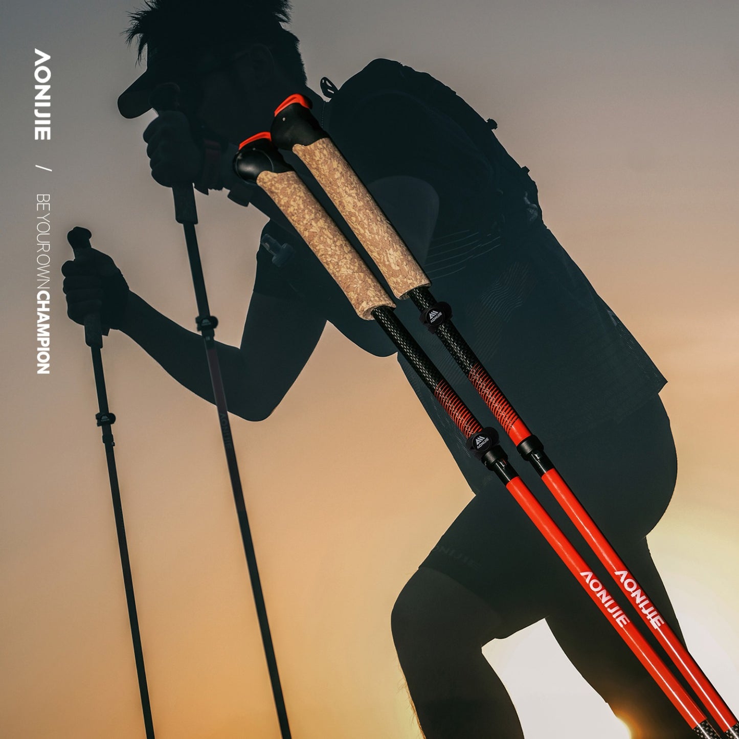 AONIJIE Cork Grip Carbon Fiber Trail Running Poles -E4218