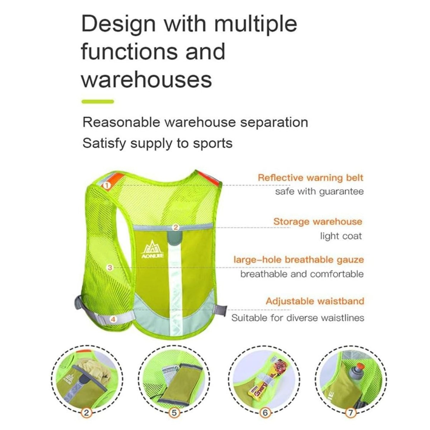AONIJIE Reflective Running Pack -E884