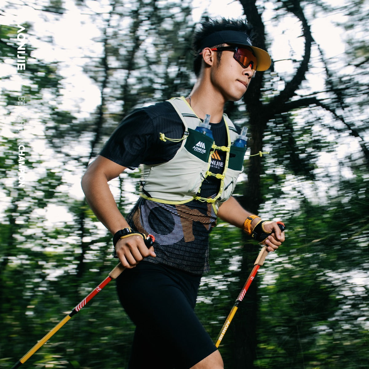 AONIJIE Ultra - Light 10L Trail Running Vest Backpack with Bottle Holder & Pole Loop for Marathon Hiking - C9116