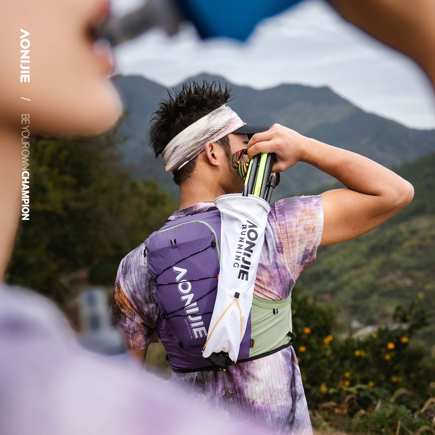 AONIJIE 10L Purple-green Trail Running Backpack - C9116