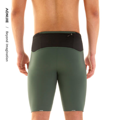 AONIJIE  Men Circumferential Pocket Athletic Compression Shorts -FM5120